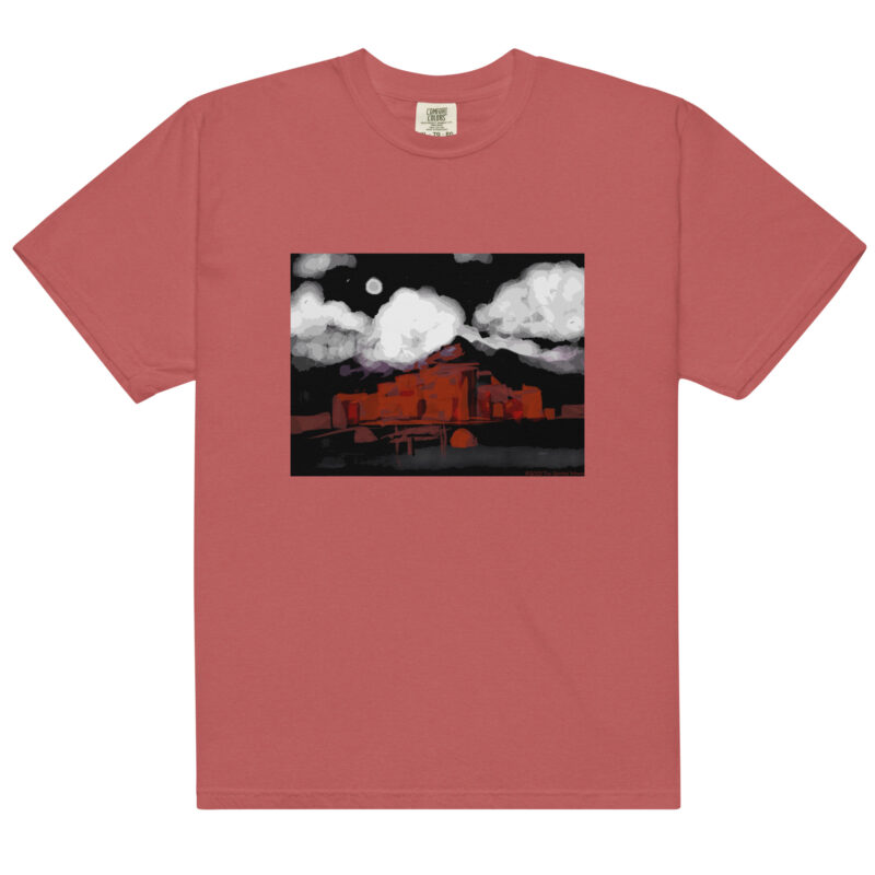 TAOS PUEBLO NIGHT - Unisex Soft Heavyweight Tee - Image 4