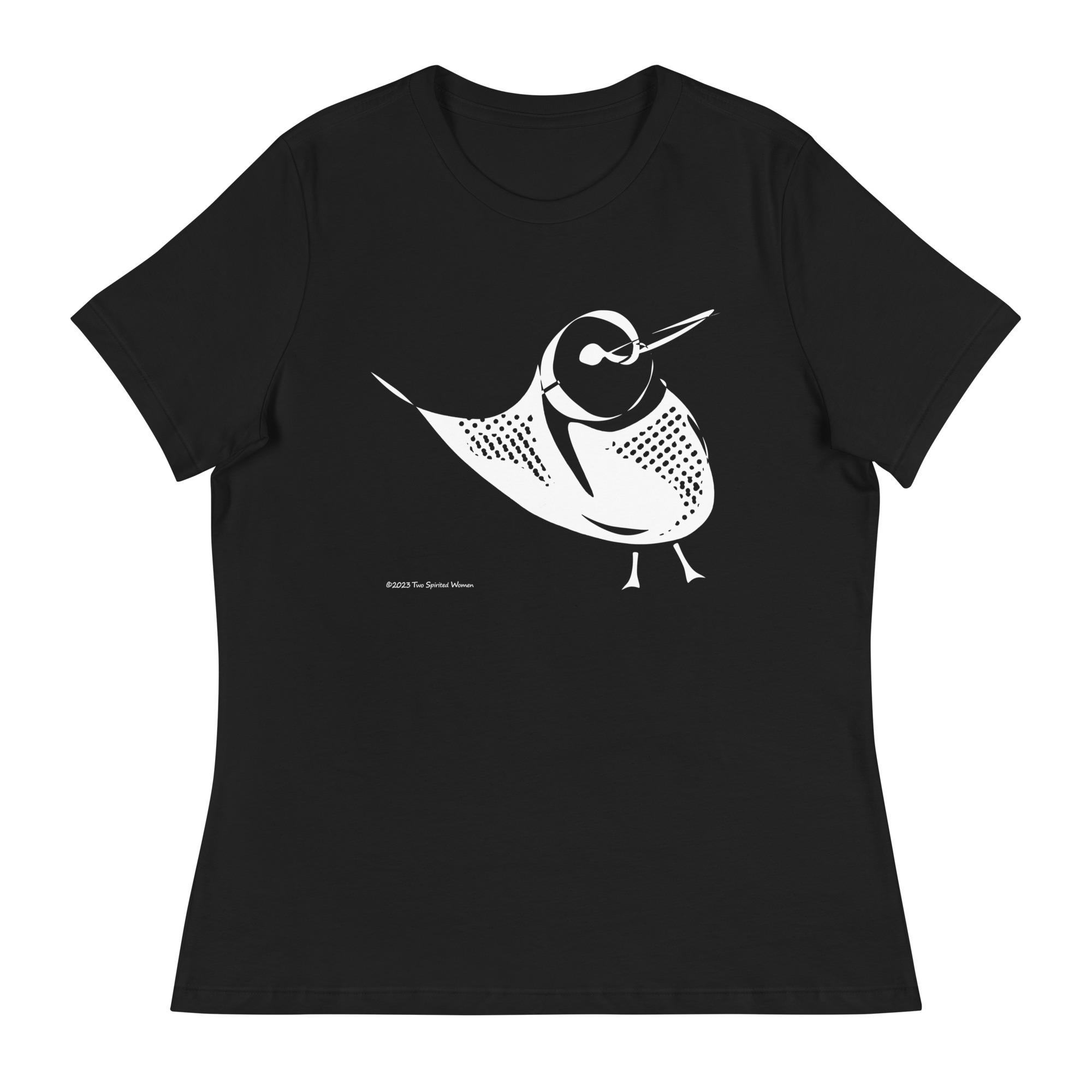 PERKY BIRD (black/white) - Women's Relaxed T-Shirt - Image 2