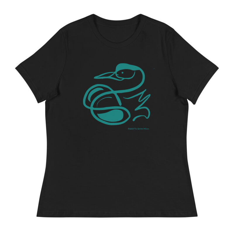 SWAN (teal) - Women's Relaxed T-Shirt - Image 3