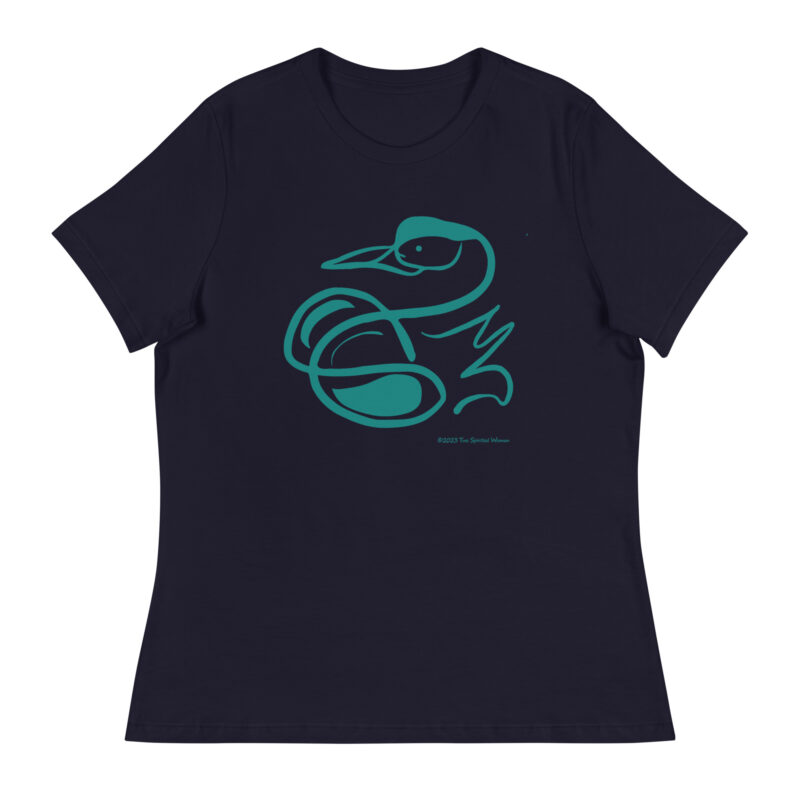 SWAN (teal) - Women's Relaxed T-Shirt - Image 2