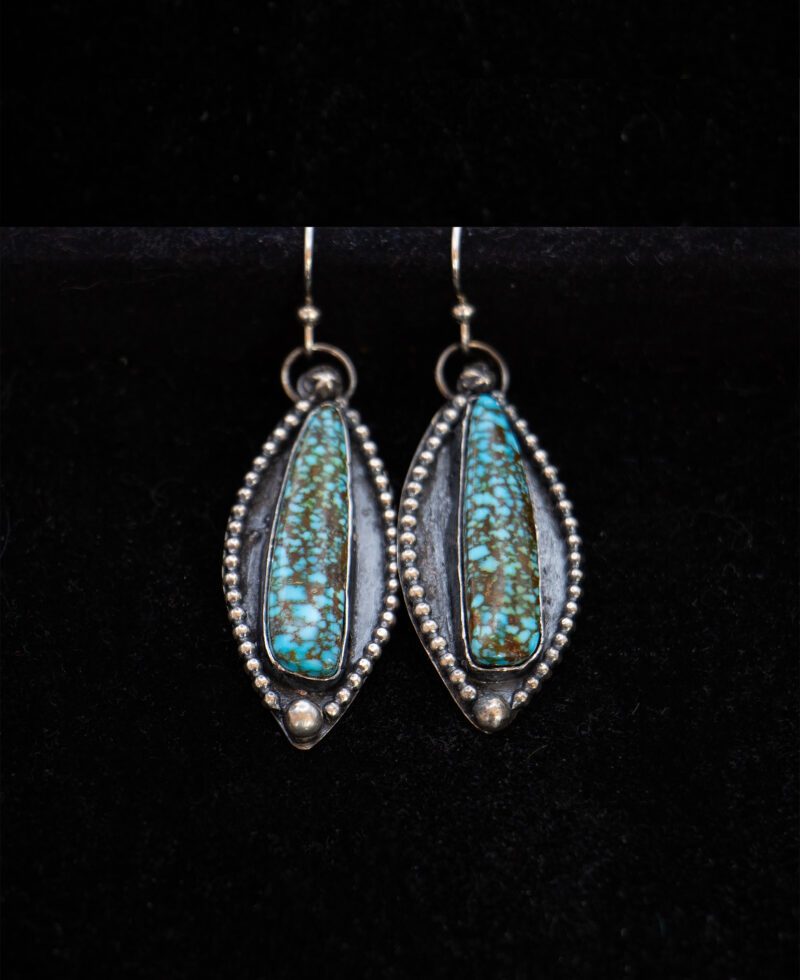 J102 - Kingman Red Spiderweb Turquoise Earrings - Image 6