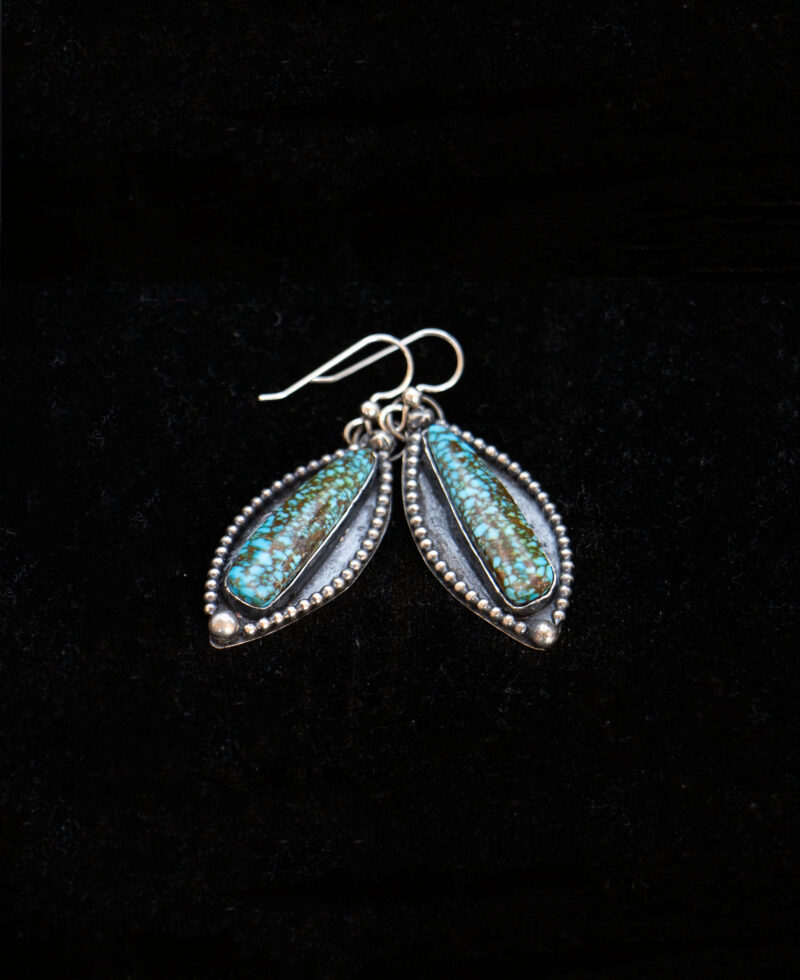 J102 - Kingman Red Spiderweb Turquoise Earrings - Image 3