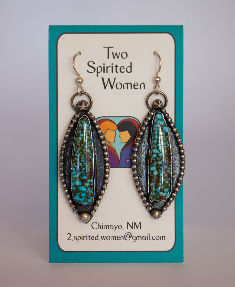 J102 - Kingman Red Spiderweb Turquoise Earrings - Image 2