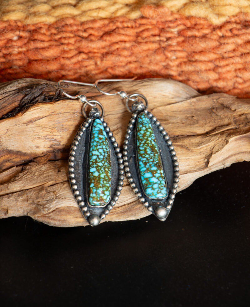 J102 - Kingman Red Spiderweb Turquoise Earrings - Image 5