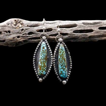 J102 - Kingman Red Spiderweb Turquoise Earrings