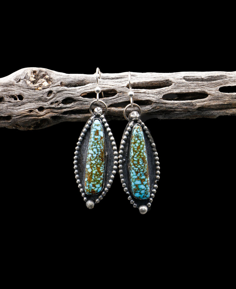J102 - Kingman Red Spiderweb Turquoise Earrings