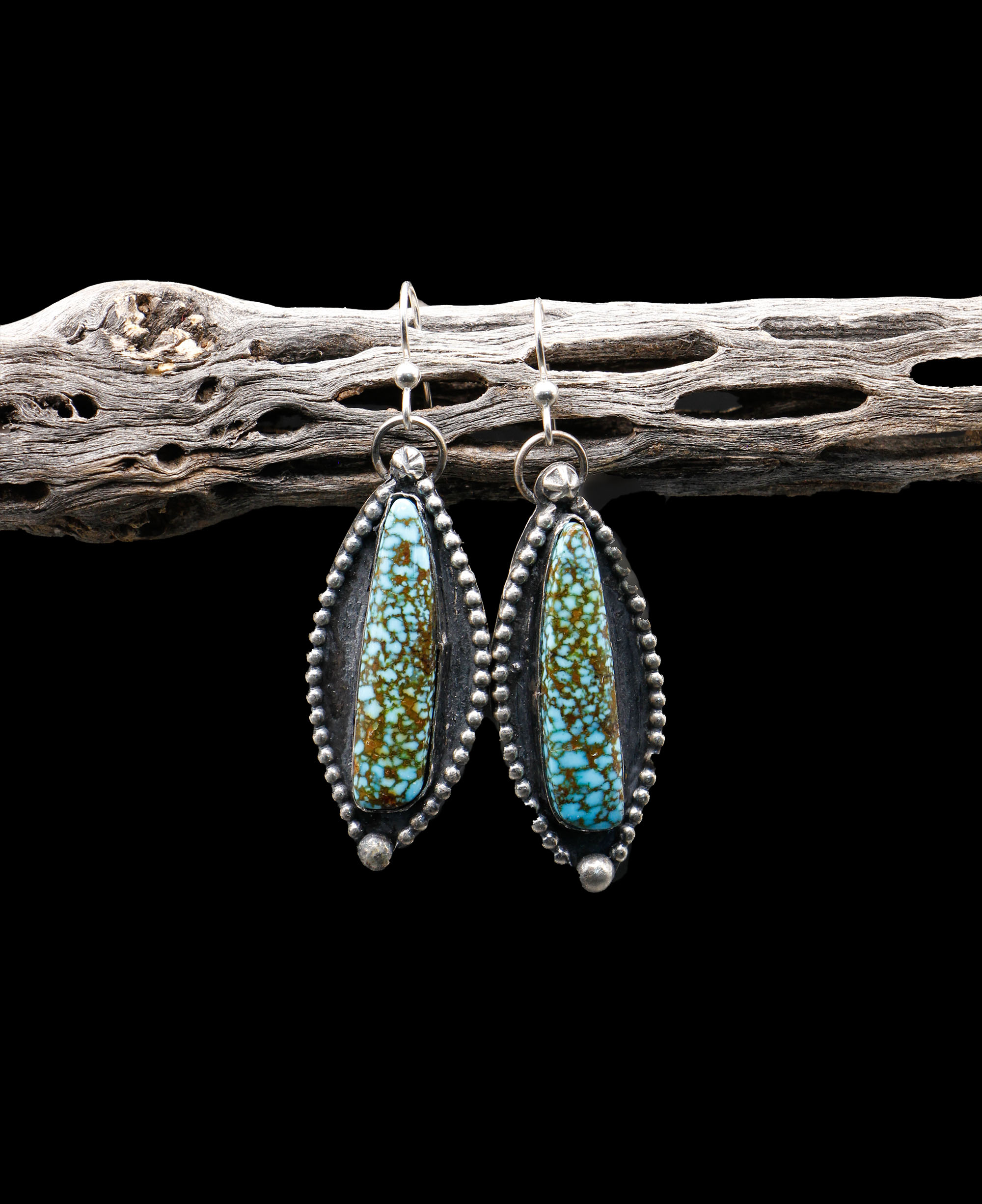 J102 - Kingman Red Spiderweb Turquoise Earrings