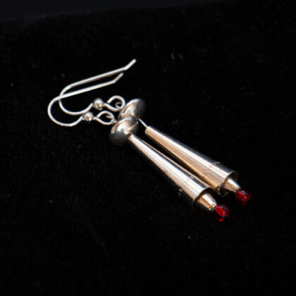 J107 - Silver Flutes with Red Glass Beads