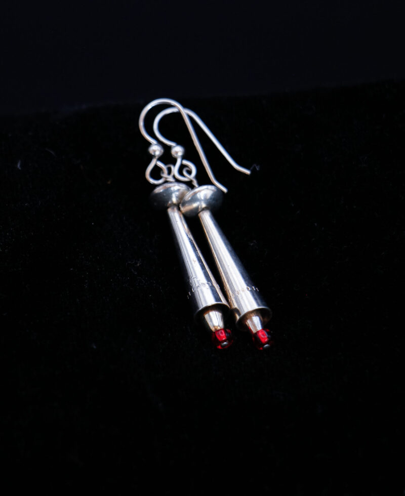 J107 - Silver Flutes with Red Glass Beads - Image 5