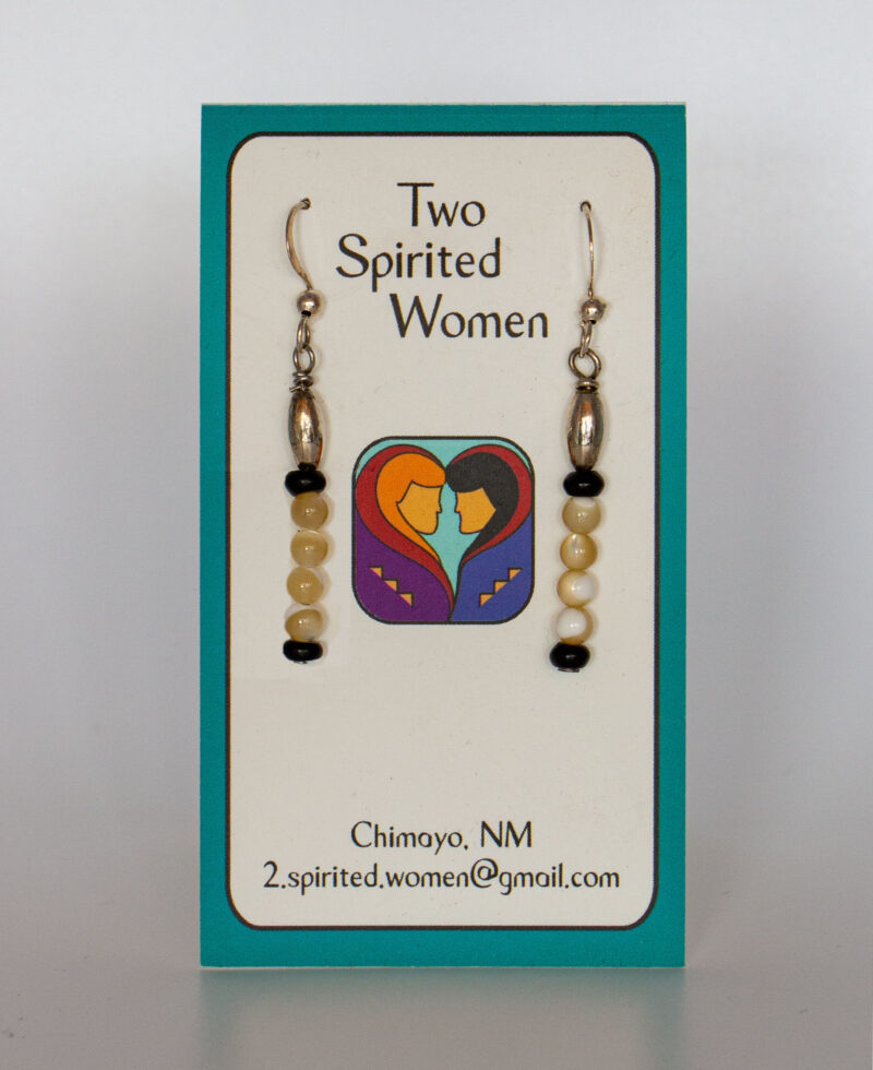 J113 - Gold Mother-of-Pearl and Jet Earrings - Image 3
