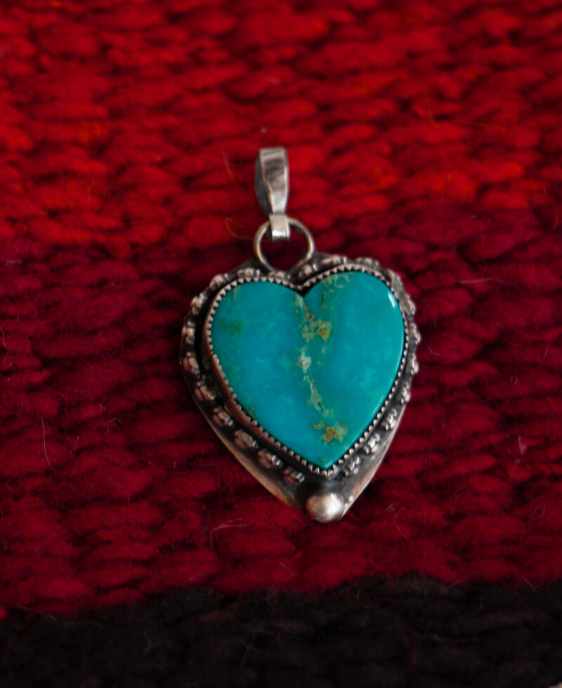 J118 - Large Turquoise Heart Pendant - Image 6