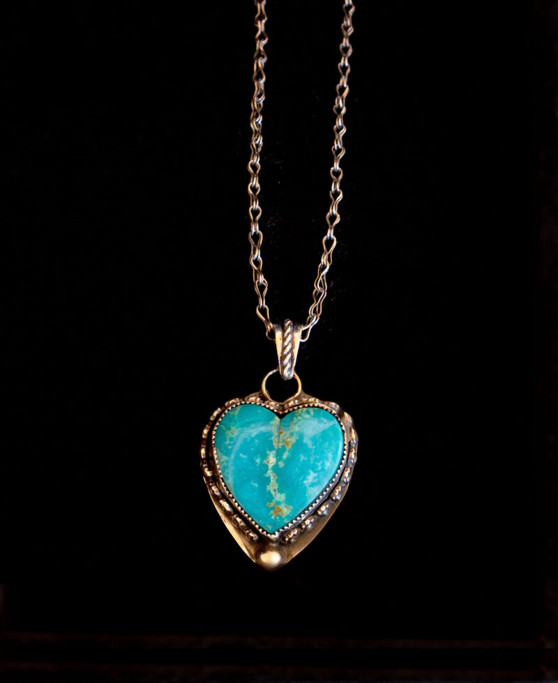 J118 - Large Turquoise Heart Pendant - Image 4
