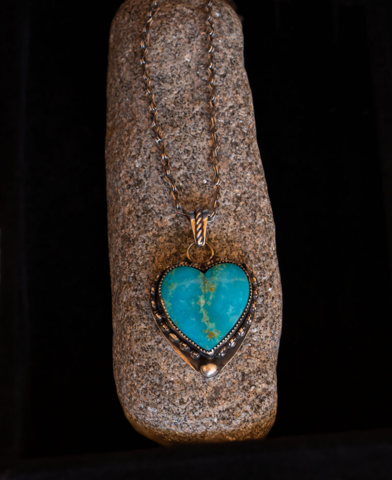 J118 - Large Turquoise Heart Pendant - Image 3
