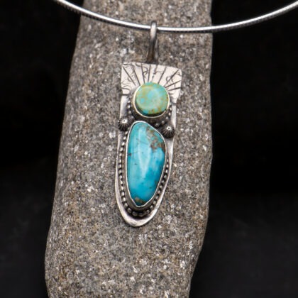 J142 "Grandmother" Kingman Turquoise Pendant (or Enhancer)