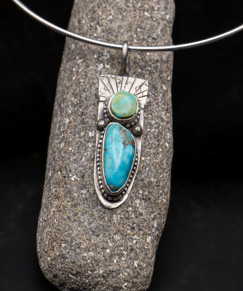 J142 "Grandmother" Kingman Turquoise Pendant (or Enhancer)