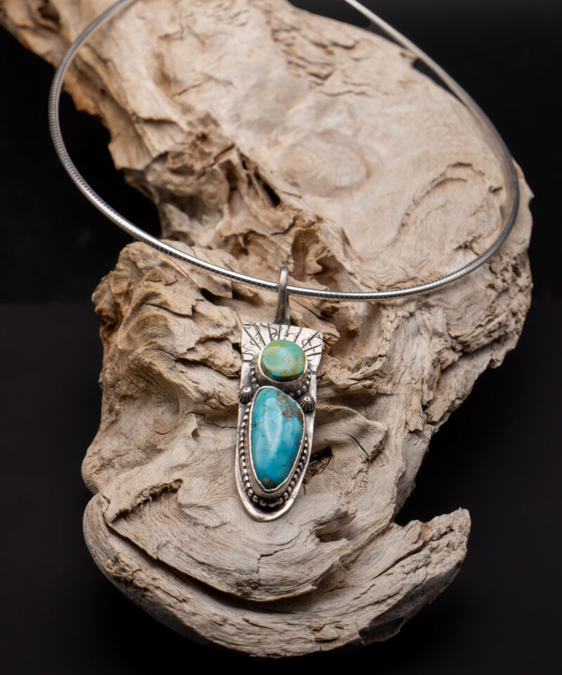 J142 "Grandmother" Kingman Turquoise Pendant (or Enhancer) - Image 3
