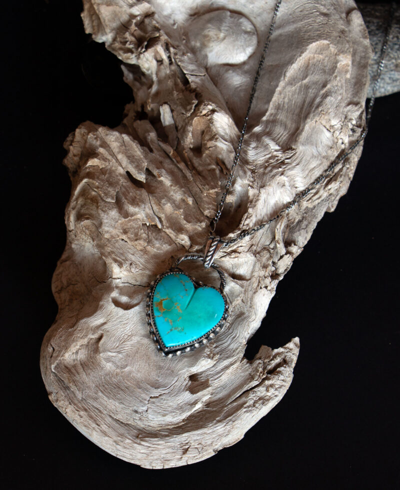 J124 Large Kingman Turquoise Heart - Image 7
