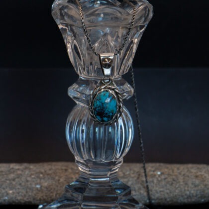 J122 - Black Spiderweb Turquoise Pendant