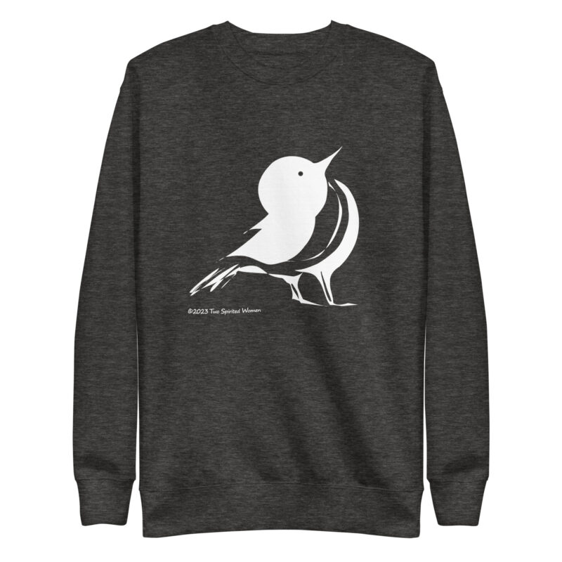 BLUE/WHITE SONGBIRD - Unisex Premium Sweatshirt - Image 4