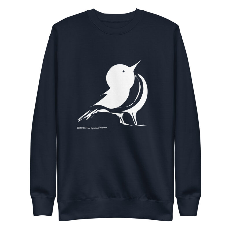 BLUE/WHITE SONGBIRD - Unisex Premium Sweatshirt - Image 3