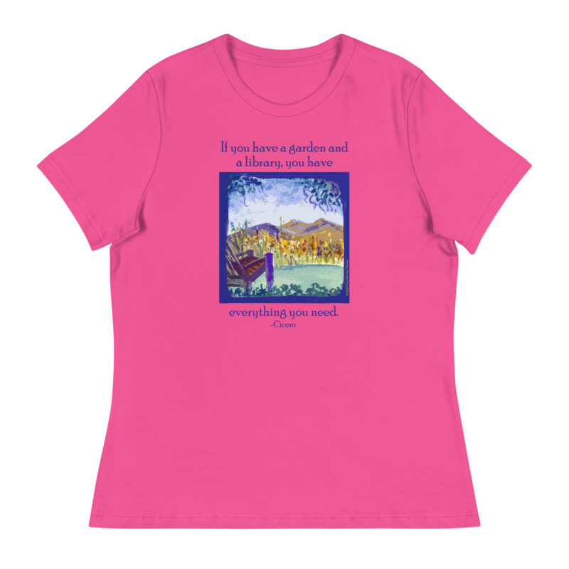 A GARDEN AND A LIBRARY - Women's Relaxed T-Shirt - Image 4