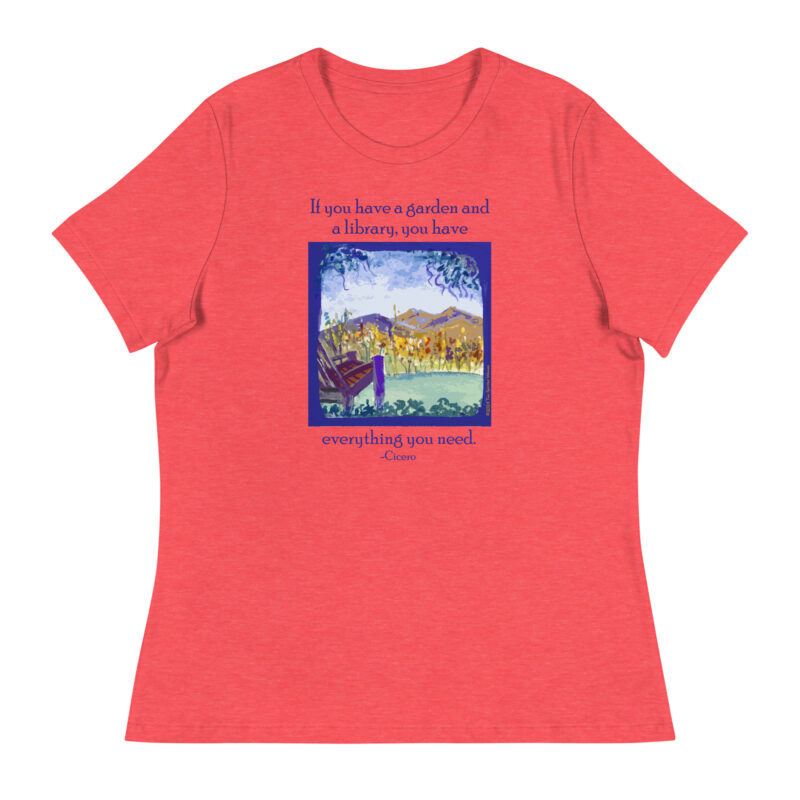 A GARDEN AND A LIBRARY - Women's Relaxed T-Shirt - Image 3