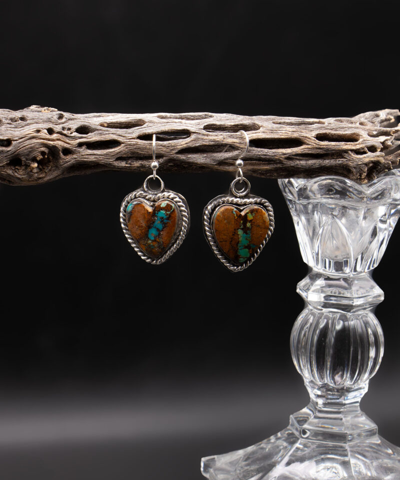 J144 Royston Turquoise Heart Earrings - Image 3