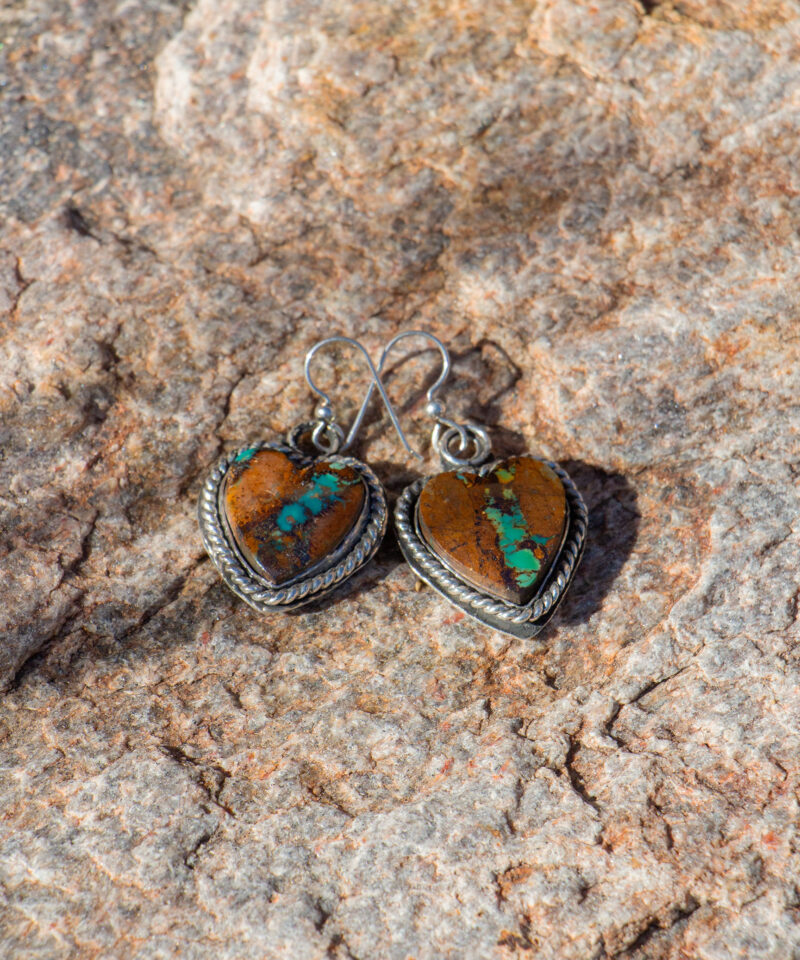 J144 Royston Turquoise Heart Earrings - Image 2
