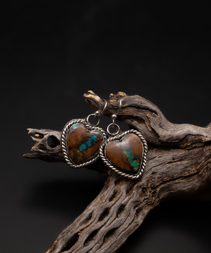 J144 Royston Turquoise Heart Earrings - Image 4