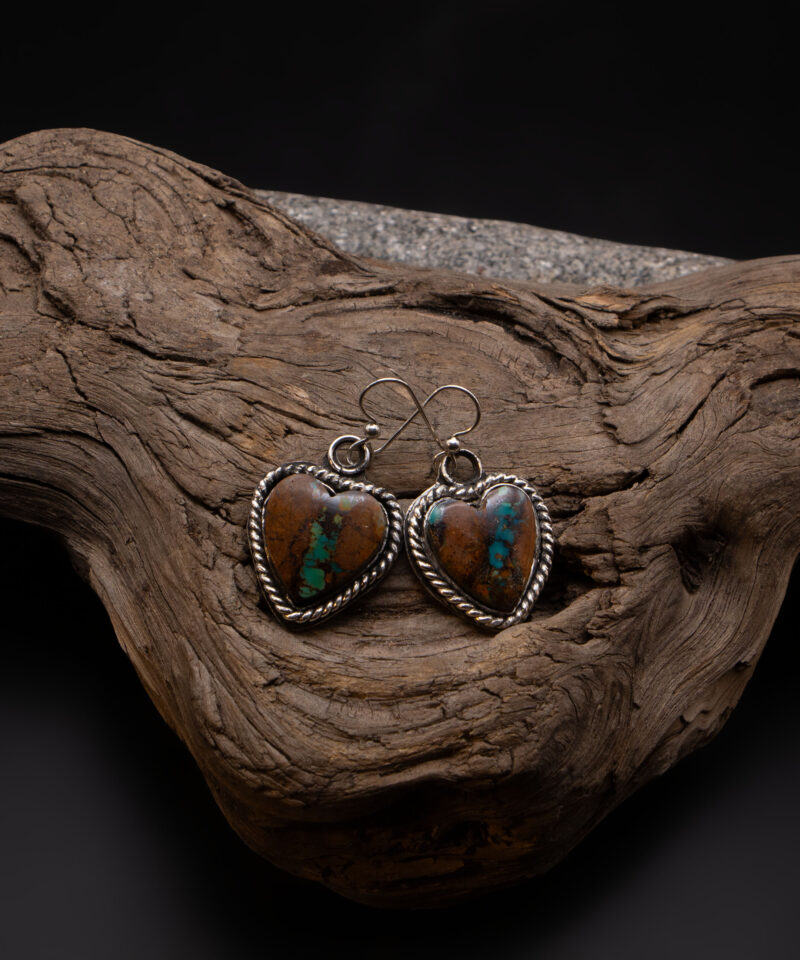 J144 Royston Turquoise Heart Earrings - Image 5