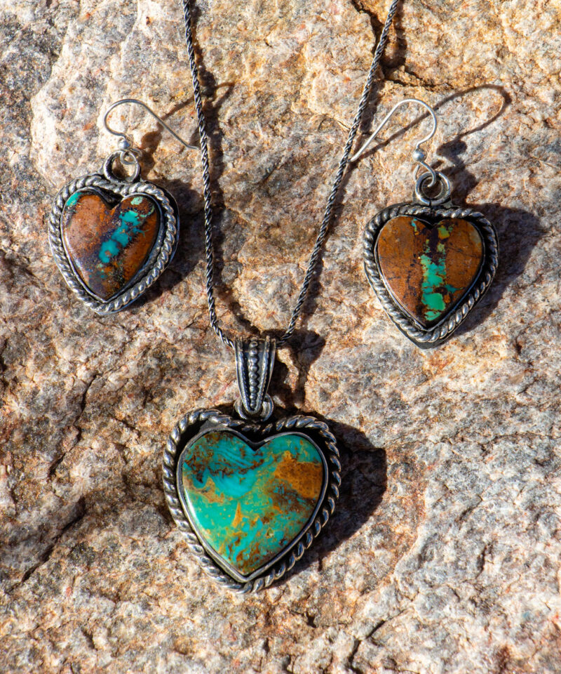 J144 Royston Turquoise Heart Earrings - Image 6