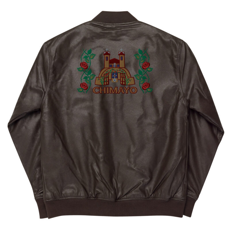 SANTUARIO WITH ROSES - Faux Leather Bomber Jacket (embroidered front & back) - Image 18