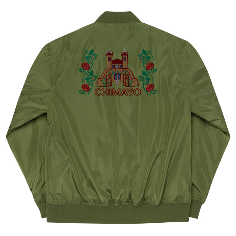 EL SANTUARIO WITH ROSES - Premium Recycled Bomber Jacket (embroidered front & back) - Image 7