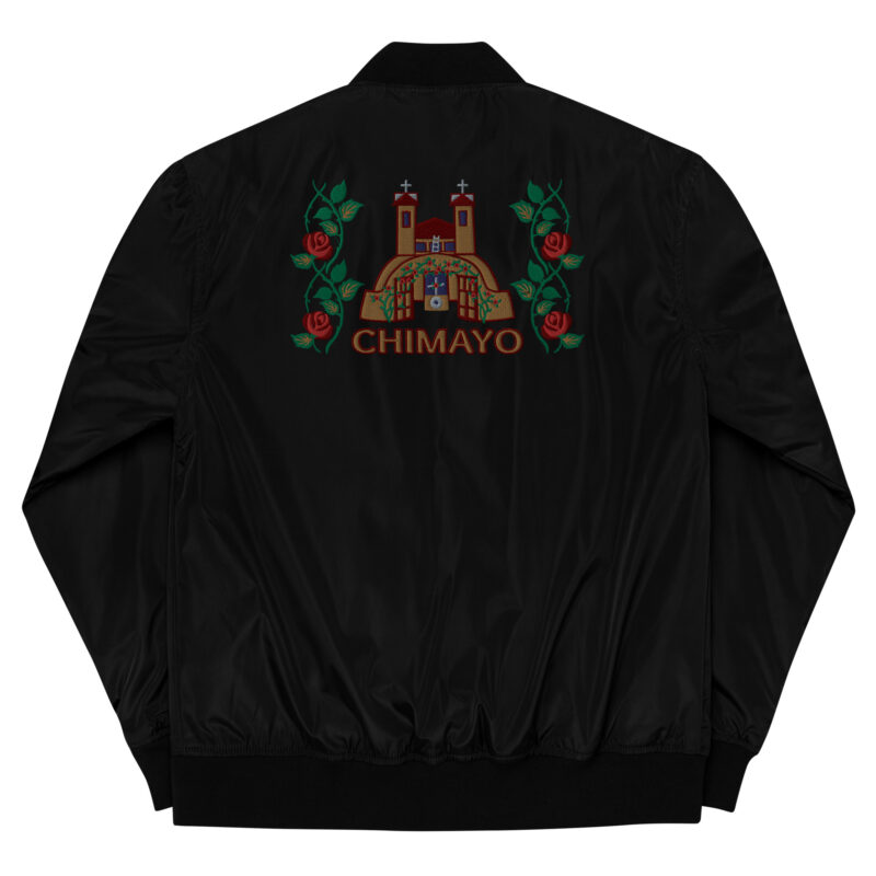 EL SANTUARIO WITH ROSES - Premium Recycled Bomber Jacket (embroidered front & back) - Image 9