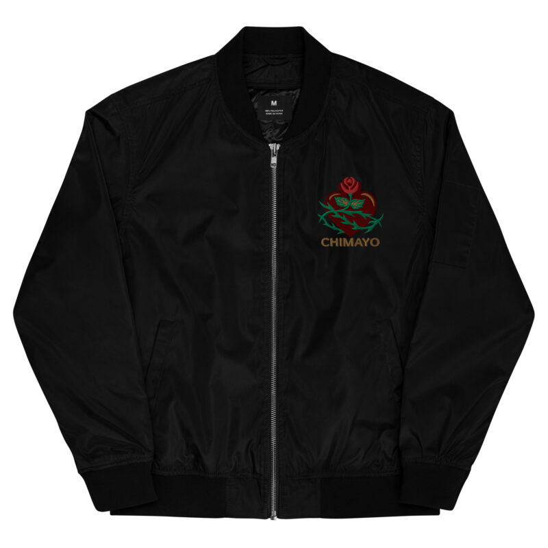 EL SANTUARIO WITH ROSES - Premium Recycled Bomber Jacket (embroidered front & back) - Image 3