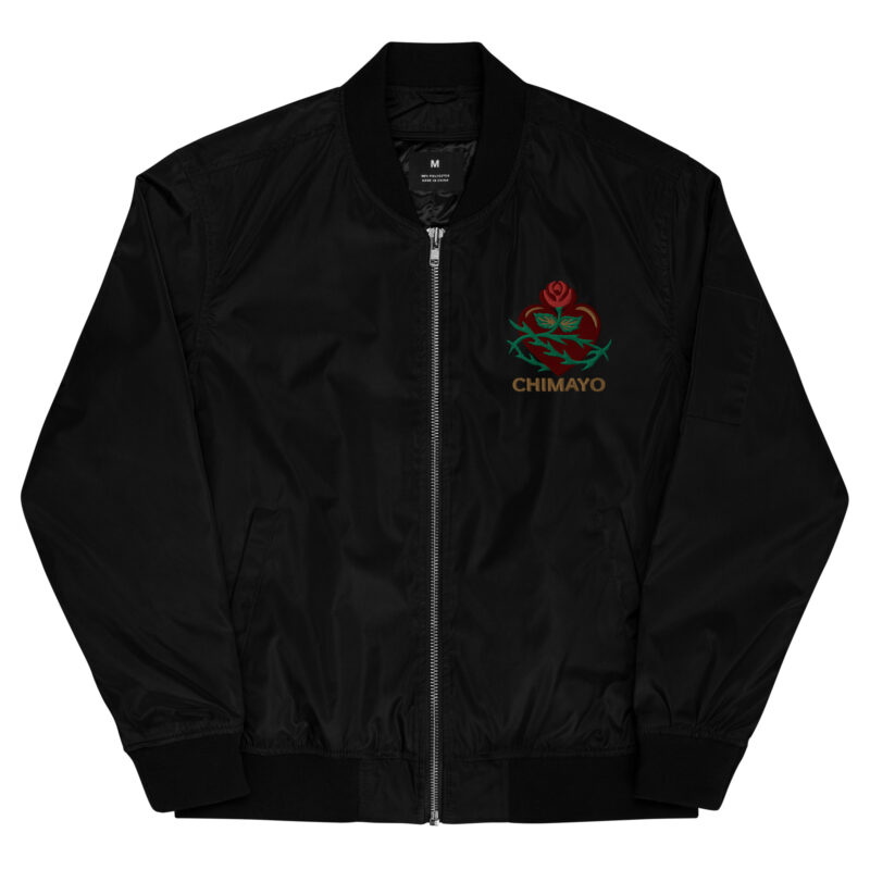 EL SANTUARIO WITH ROSES - Premium Recycled Bomber Jacket (embroidered front & back) - Image 5