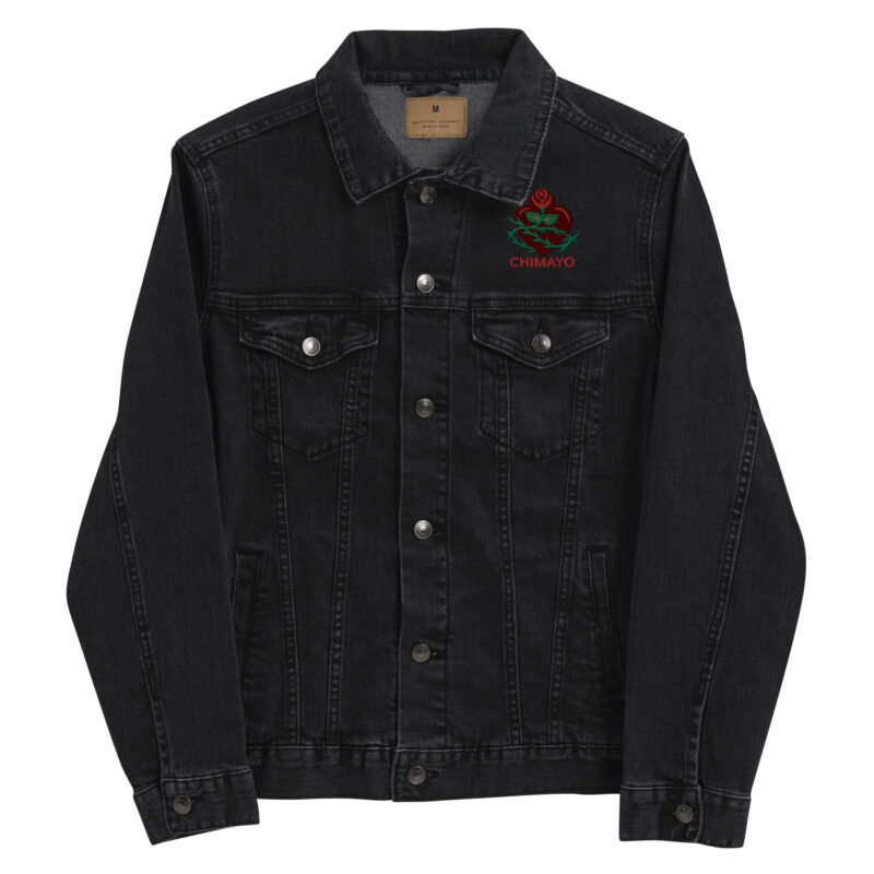 SANTUARIO WITH ROSES - Unisex Denim Jacket (embroidered front & back) - Image 2