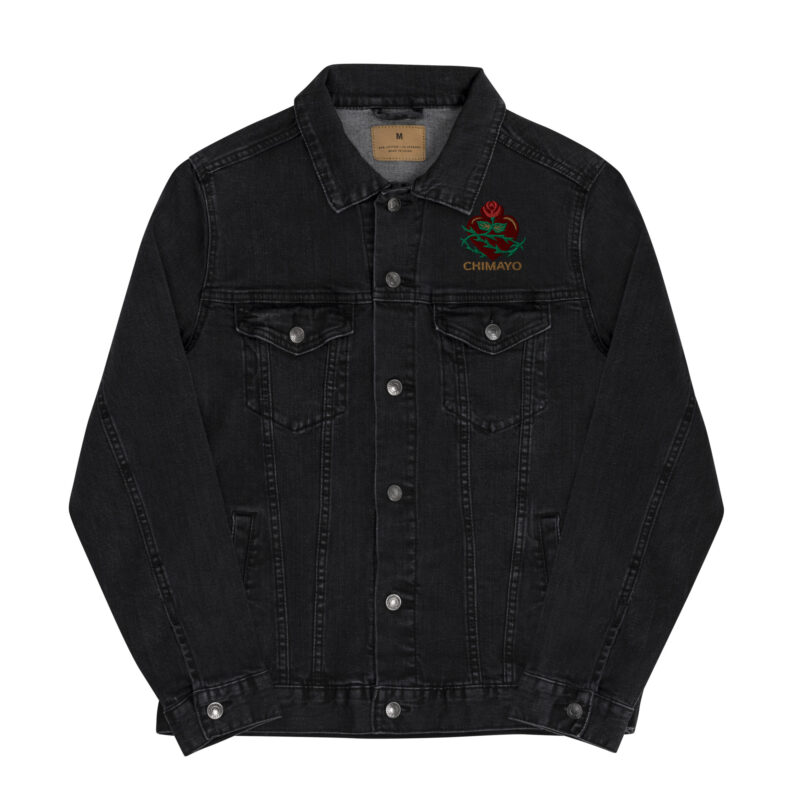 SANTUARIO WITH ROSES - Unisex Denim Jacket (embroidered front & back) - Image 9