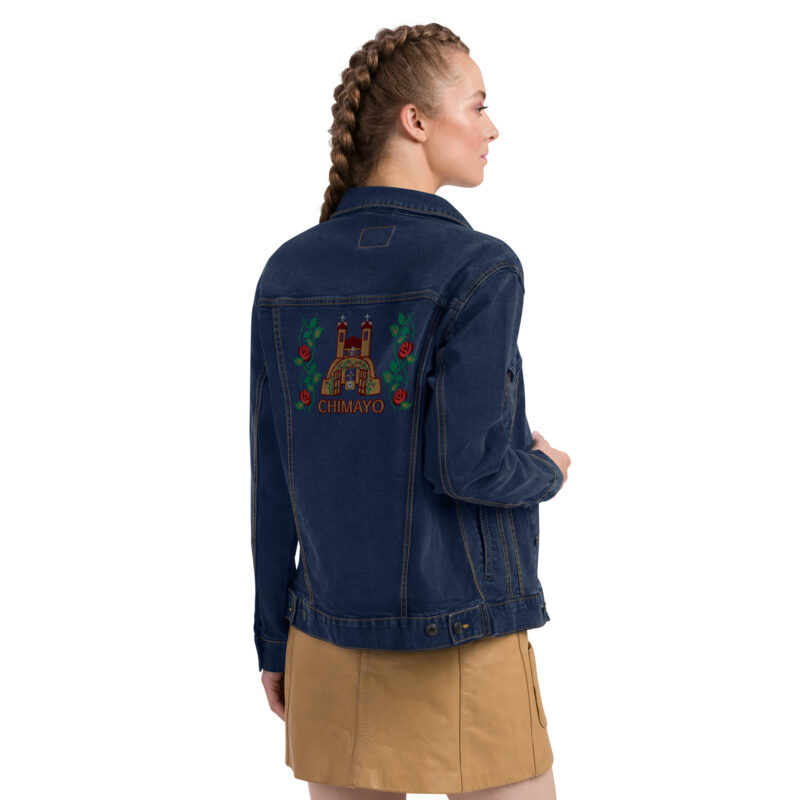 SANTUARIO WITH ROSES - Unisex Denim Jacket (embroidered front & back) - Image 8