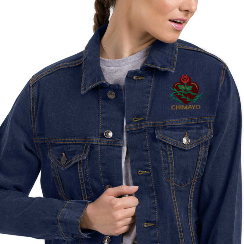 SANTUARIO WITH ROSES - Unisex Denim Jacket (embroidered front & back) - Image 6