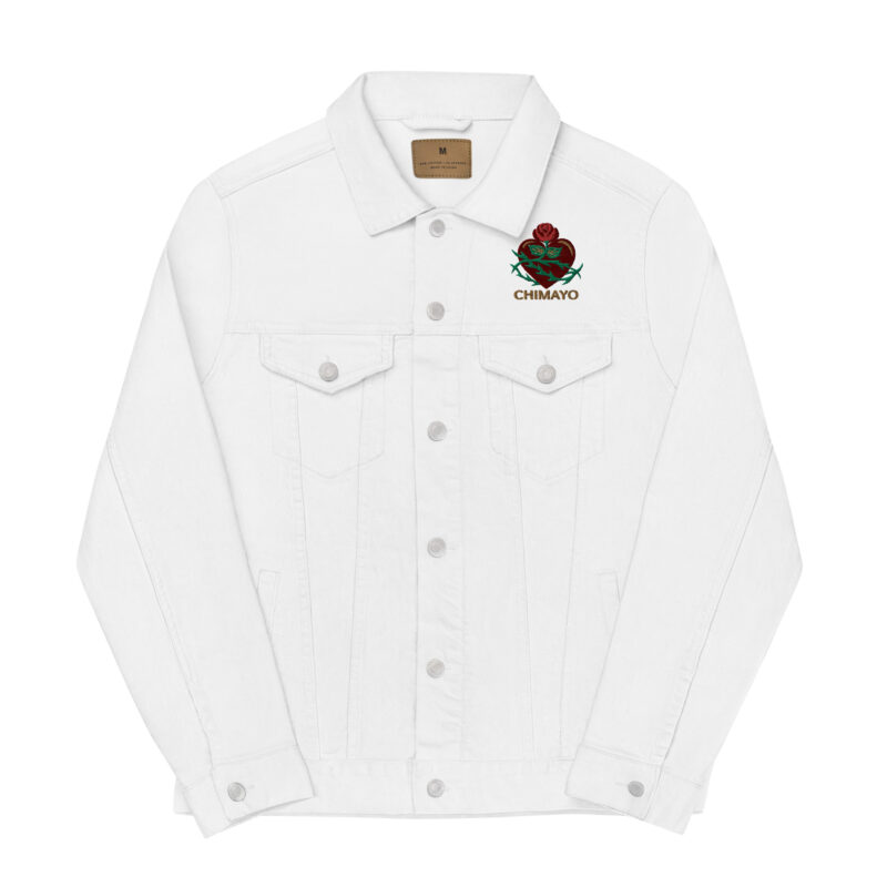 SANTUARIO WITH ROSES - Unisex Denim Jacket (embroidered front & back) - Image 11