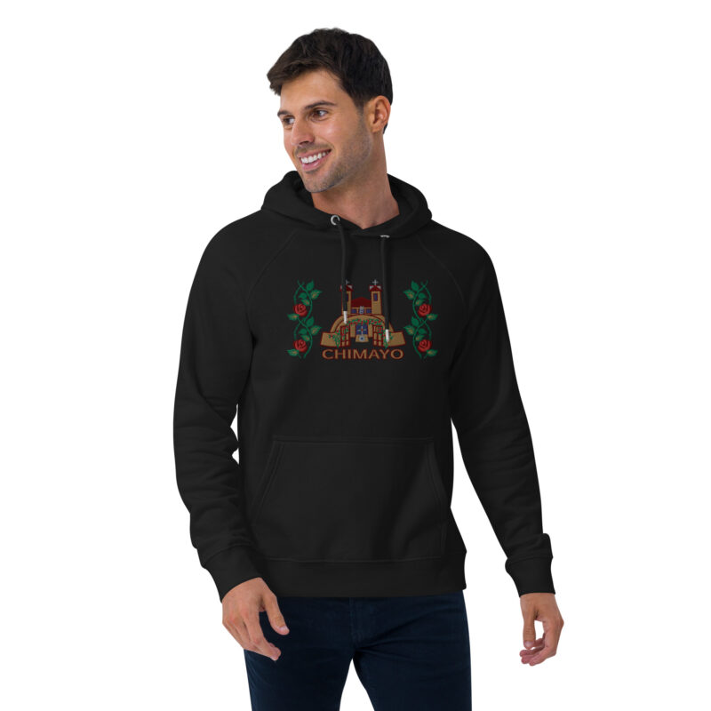 EL SANTUARIO WITH ROSES - Unisex Eco Raglan Hoodie (front embroidery) - Image 7