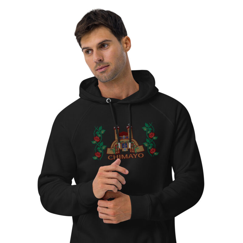 EL SANTUARIO WITH ROSES - Unisex Eco Raglan Hoodie (front embroidery) - Image 8