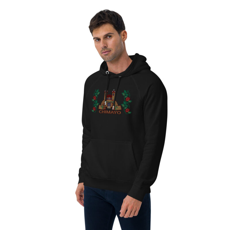 EL SANTUARIO WITH ROSES - Unisex Eco Raglan Hoodie (front embroidery) - Image 10