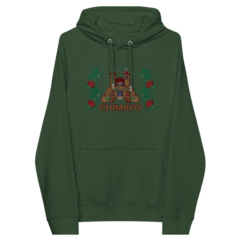 EL SANTUARIO WITH ROSES - Unisex Eco Raglan Hoodie (front embroidery) - Image 37