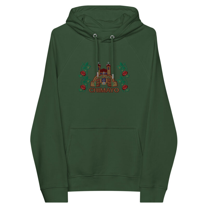 EL SANTUARIO WITH ROSES - Unisex Eco Raglan Hoodie (embroidery on front) - Image 6
