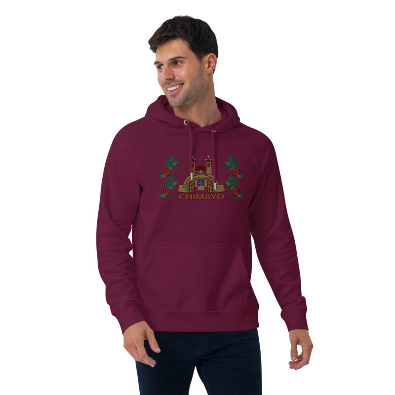 EL SANTUARIO WITH ROSES - Unisex Eco Raglan Hoodie (front embroidery) - Image 13