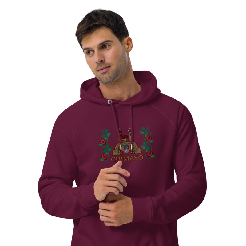 EL SANTUARIO WITH ROSES - Unisex Eco Raglan Hoodie (embroidery on front) - Image 17