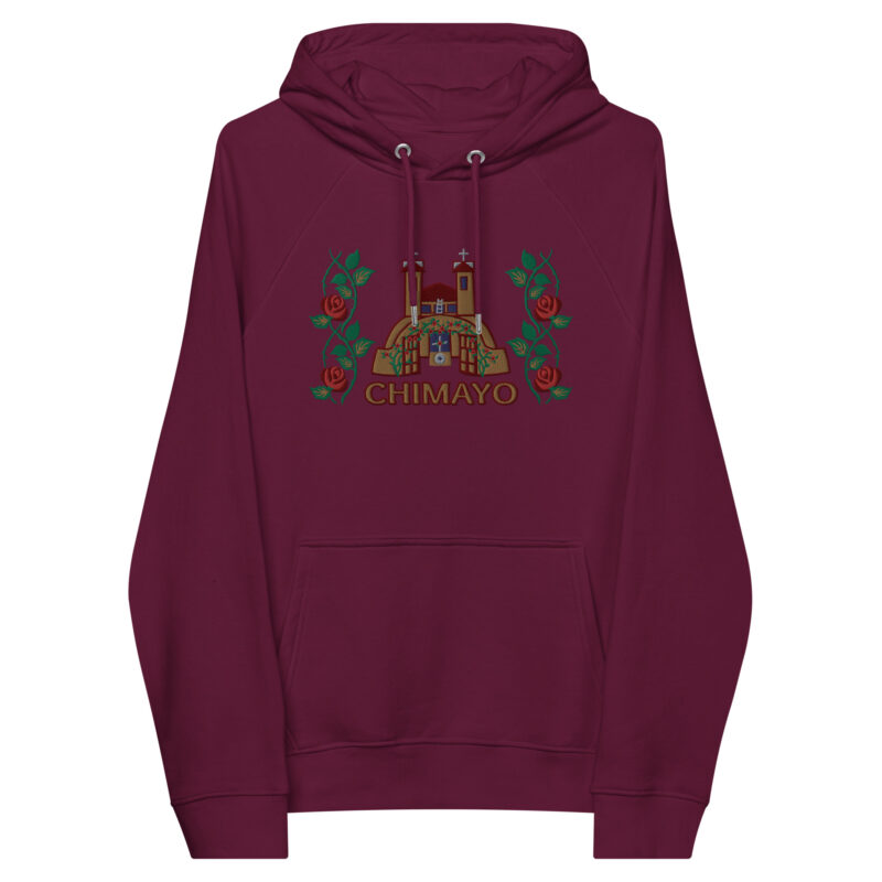 EL SANTUARIO WITH ROSES - Unisex Eco Raglan Hoodie (front embroidery) - Image 38