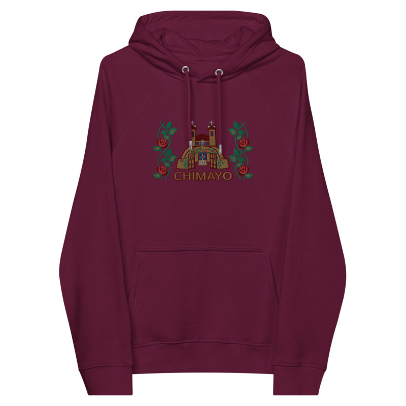 EL SANTUARIO WITH ROSES - Unisex Eco Raglan Hoodie (embroidery on front) - Image 3